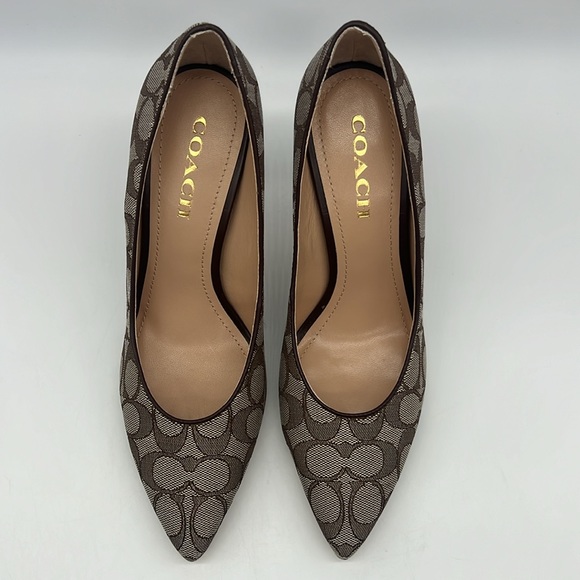 Coach Skyler Monogram Jacquard Pumps Oak Maple - Picture 6 of 15